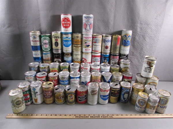 LARGE COLLECTION OF VINTAGE TIN & ALUMINUM BEER CANS - EMPTY