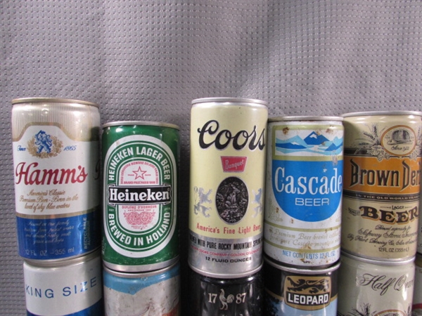 LARGE COLLECTION OF VINTAGE TIN & ALUMINUM BEER CANS - EMPTY