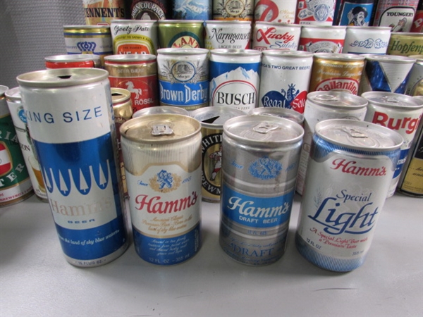 LARGE COLLECTION OF VINTAGE TIN & ALUMINUM BEER CANS - EMPTY