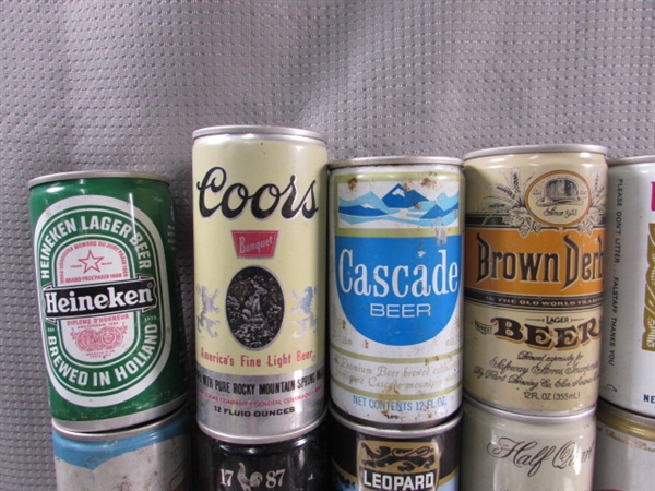 LARGE COLLECTION OF VINTAGE TIN & ALUMINUM BEER CANS - EMPTY