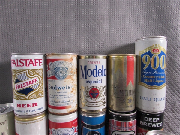 LARGE COLLECTION OF VINTAGE TIN & ALUMINUM BEER CANS - EMPTY