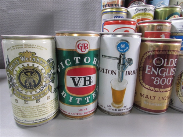 LARGE COLLECTION OF VINTAGE TIN & ALUMINUM BEER CANS - EMPTY