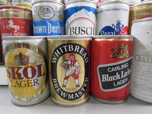 LARGE COLLECTION OF VINTAGE TIN & ALUMINUM BEER CANS - EMPTY