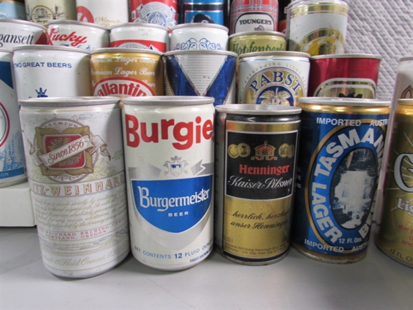 LARGE COLLECTION OF VINTAGE TIN & ALUMINUM BEER CANS - EMPTY