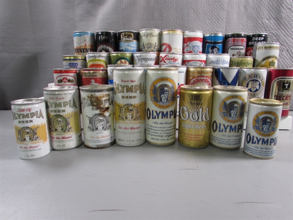 LARGE COLLECTION OF VINTAGE TIN & ALUMINUM BEER CANS - EMPTY