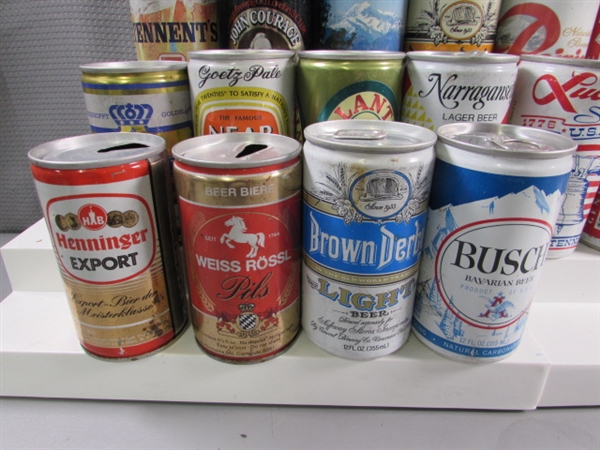 LARGE COLLECTION OF VINTAGE TIN & ALUMINUM BEER CANS - EMPTY