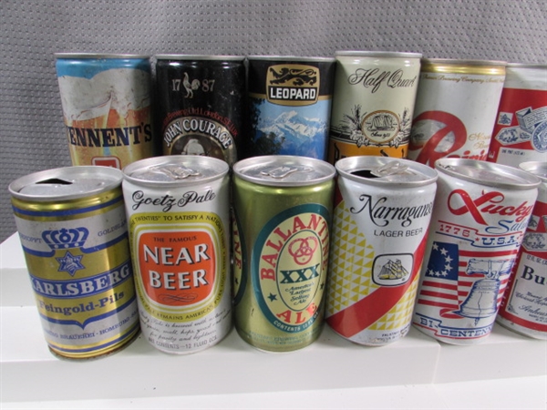 LARGE COLLECTION OF VINTAGE TIN & ALUMINUM BEER CANS - EMPTY