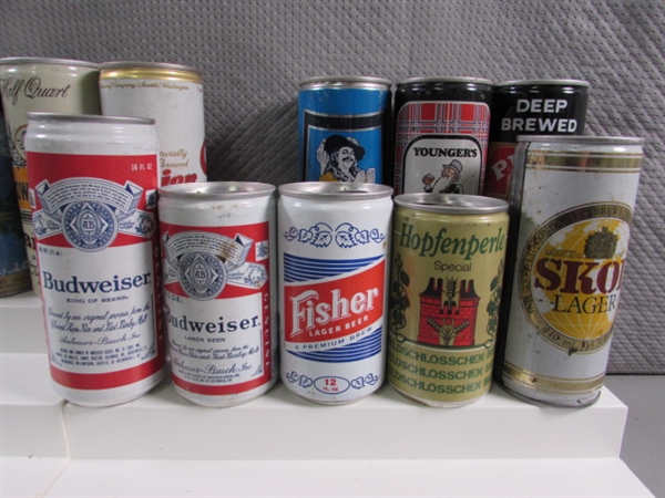 LARGE COLLECTION OF VINTAGE TIN & ALUMINUM BEER CANS - EMPTY