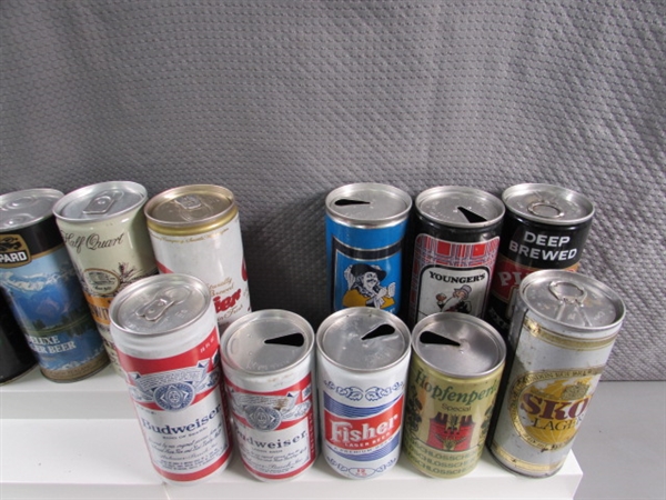 LARGE COLLECTION OF VINTAGE TIN & ALUMINUM BEER CANS - EMPTY