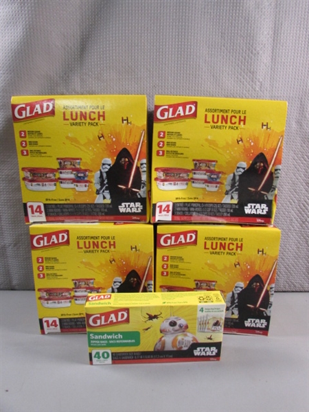 NEW PACKS OF STAR WARS PLASTIC CONTAINERS & SANDWICH BAGS