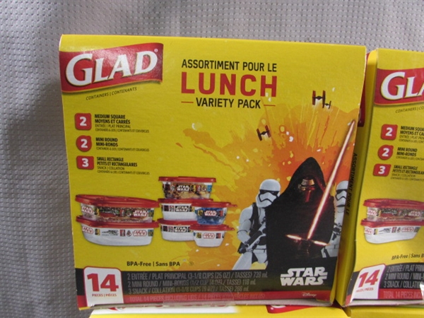 NEW PACKS OF STAR WARS PLASTIC CONTAINERS & SANDWICH BAGS