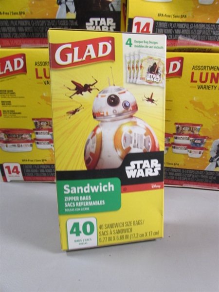 NEW PACKS OF STAR WARS PLASTIC CONTAINERS & SANDWICH BAGS