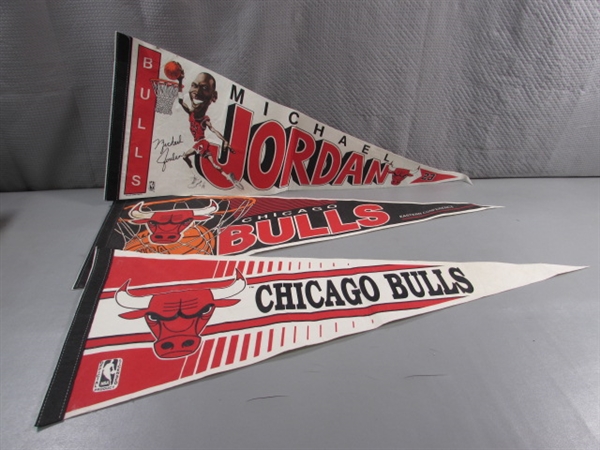 TRIO OF MICHAEL JORDAN - CHICAGO BULLS PENNANTS