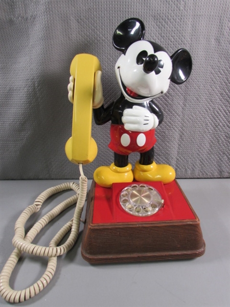 VINTAGE ROTARY DIAL MICKEY MOUSE TELEPHONE - UNTESTED