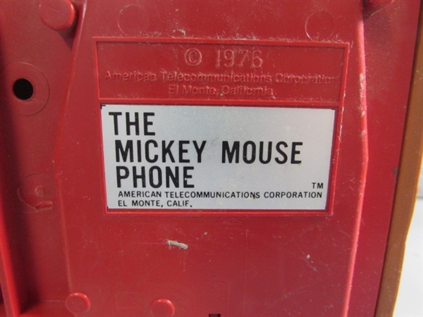 VINTAGE ROTARY DIAL MICKEY MOUSE TELEPHONE - UNTESTED