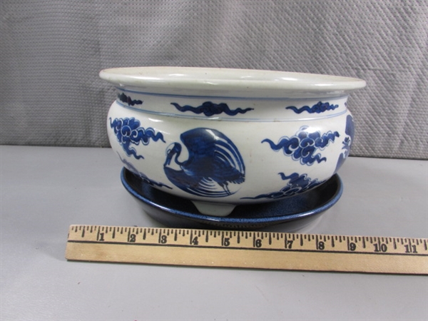 HAND PAINTED ORIENTAL JUG & OTHER DISHES