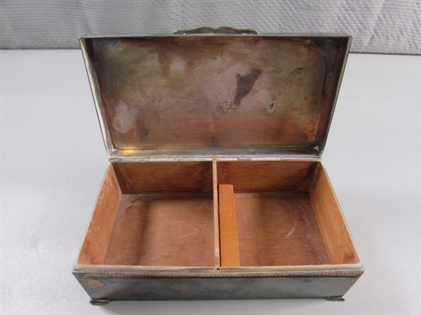 SILVERPLATE HINGED BOX, LADLE & MORE