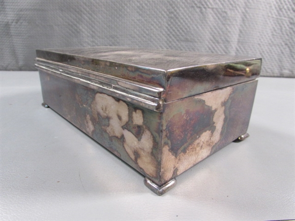 SILVERPLATE HINGED BOX, LADLE & MORE