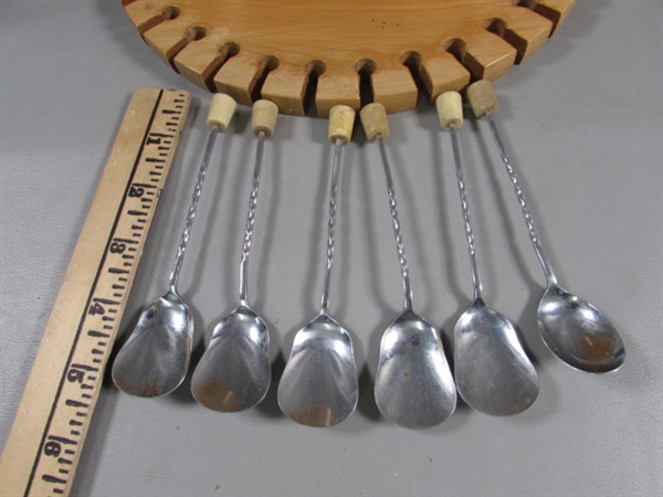 MYRTLEWOOD SPOON DISPLAY W/SMALL LADLES AND SPOONS