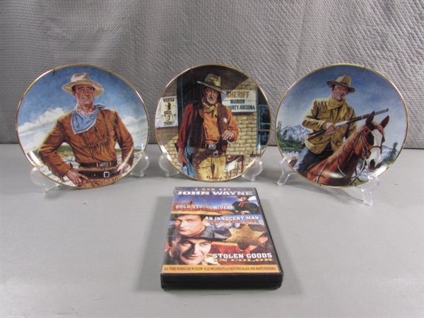 JOHN WAYNE COLLECTOR PLATES AND DVD SET