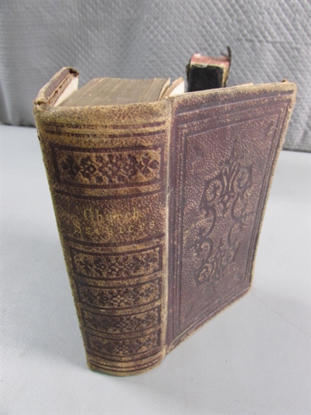 ANTIQUE BIBLES, A HYMNAL & RELIGIOUS BOOKS