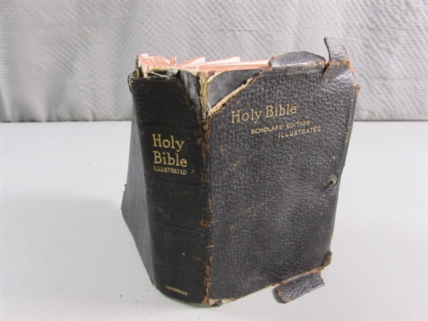 ANTIQUE BIBLES, A HYMNAL & RELIGIOUS BOOKS