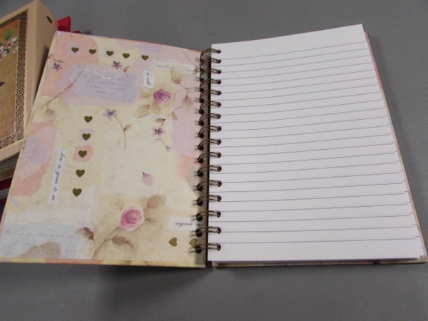 NOTEBOOK, ADDRESS BOOK, PHOTO ALBUM & BOOKS FOR WOMEN + A MUG W/MATCHING COASTER/LID