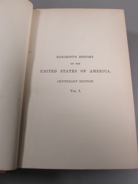 ANTIQUE 1876 BANCROFT'S HISTORY OF THE UNITED STATES OF AMERICA