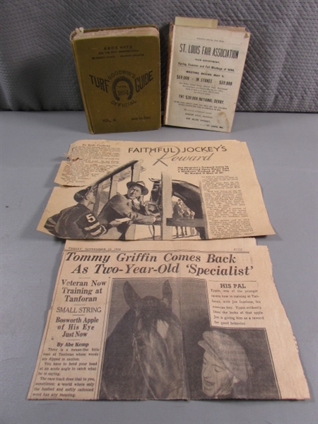 ANTIQUE TURF GUIDES & JOCKEY RELATED NEWSPAPER ARTICLES