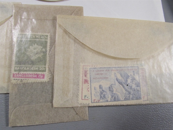 FOREIGN POSTAGE STAMPS - ENVELOPES LABELED W/COUNTRIES D-M