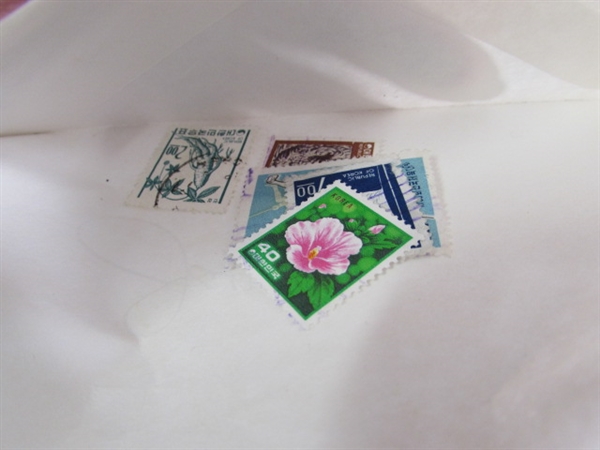 FOREIGN POSTAGE STAMPS - ENVELOPES LABELED W/COUNTRIES D-M