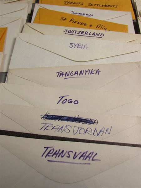 FOREIGN POSTAGE STAMPS - ENVELOPES LABELED W/COUNTRIES N-Z