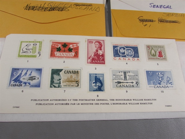 FOREIGN POSTAGE STAMPS - ENVELOPES LABELED W/COUNTRIES N-Z