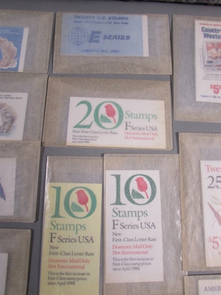 30 GLASSINE ENVELOPES W/STAMP BOOKLETS - MOST ARE FULL BOOKS