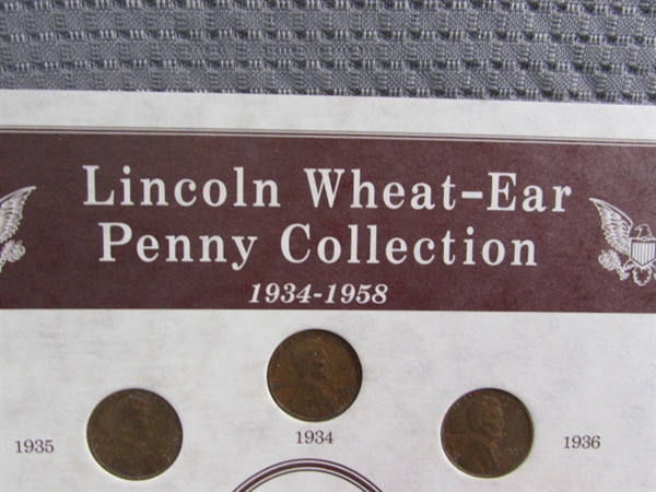 LINCOLN WHEAT PENNY COLLECTION, 1ST DAY ISSUE $2 BILL & MORE