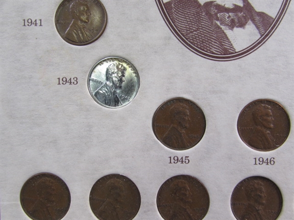 LINCOLN WHEAT PENNY COLLECTION, 1ST DAY ISSUE $2 BILL & MORE