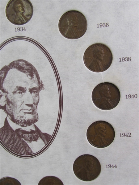 LINCOLN WHEAT PENNY COLLECTION, 1ST DAY ISSUE $2 BILL & MORE