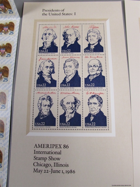 COMMEMORATIVE & PRESIDENT STAMP SHEETS & MORE