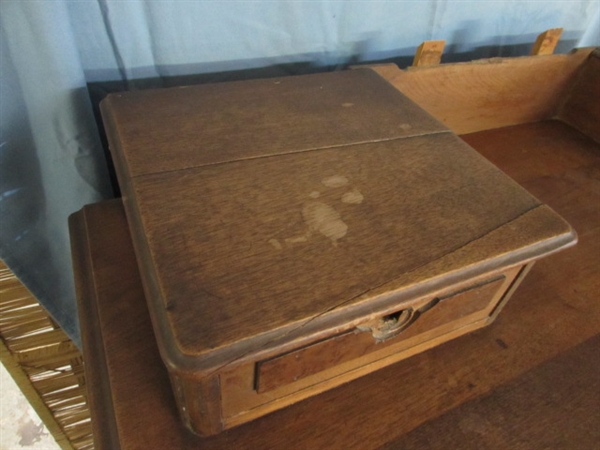 ANTIQUE WALNUT DRESSER W/BURLWOOD ACCENTS - NEEDS RESTORATION