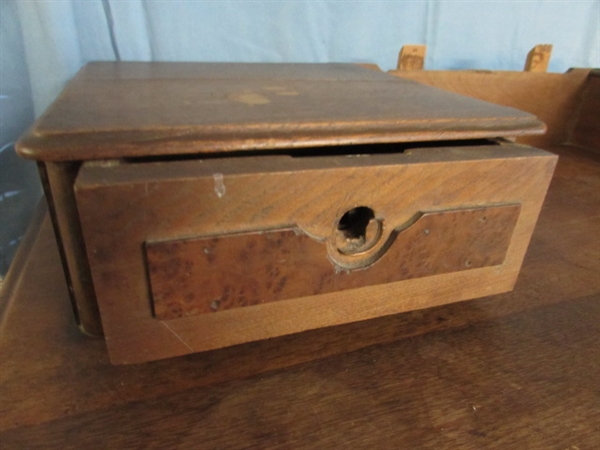 ANTIQUE WALNUT DRESSER W/BURLWOOD ACCENTS - NEEDS RESTORATION