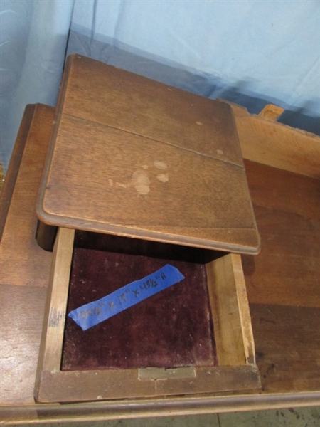 ANTIQUE WALNUT DRESSER W/BURLWOOD ACCENTS - NEEDS RESTORATION