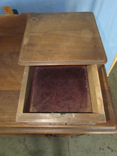 ANTIQUE WALNUT DRESSER W/BURLWOOD ACCENTS - NEEDS RESTORATION