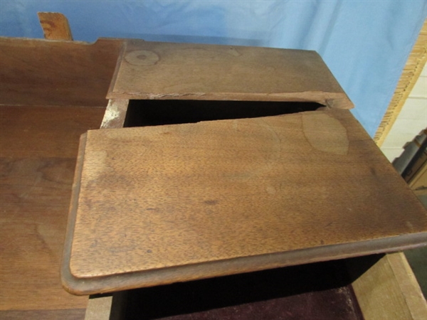 ANTIQUE WALNUT DRESSER W/BURLWOOD ACCENTS - NEEDS RESTORATION