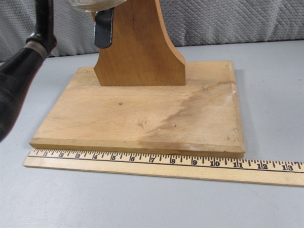 VINTAGE 'ENTERPRISE' COFFEE GRINDER ON WOODEN STAND