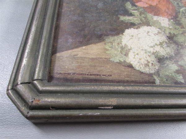 ANTIQUE FLORAL STILL LIFE FRAME UNDER GLASS