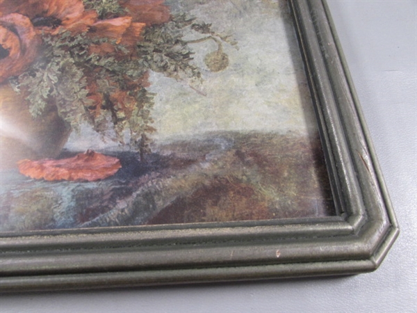 ANTIQUE FLORAL STILL LIFE FRAME UNDER GLASS