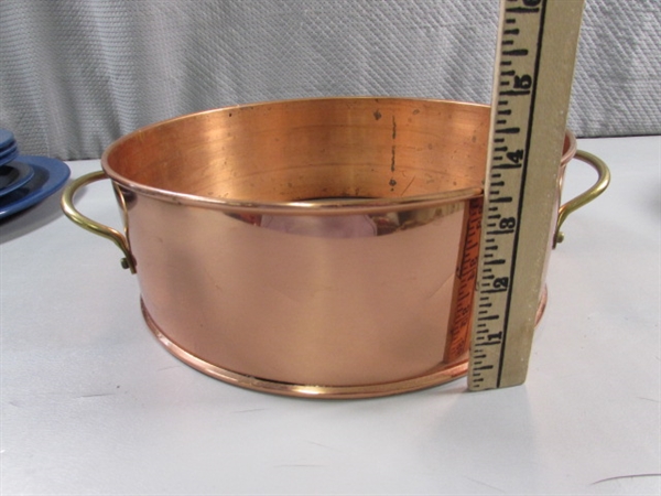 ANCHOR HOCKING FIRE KING CASSEROLE W/COPPER BASE & MORE