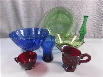 VINTAGE TO MODERN COLORED GLASS DISHWARE