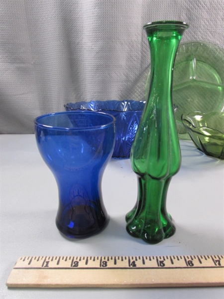 VINTAGE TO MODERN COLORED GLASS DISHWARE