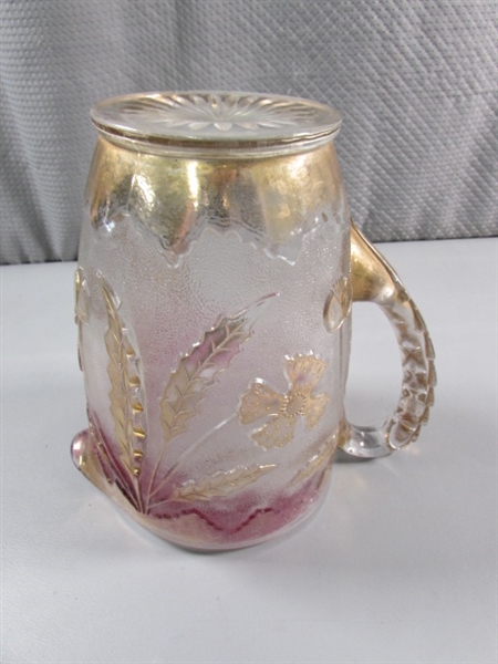 VINTAGE GLASS PITCHER & HANDLED CANDY DISH